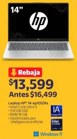 Walmart HP laptop 14-ep1050la oferta
