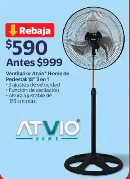 Walmart Atvio home ventilador de pedestal 18" 3 en 1 oferta