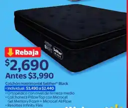 Walmart Selther black colchón matrimonial oferta