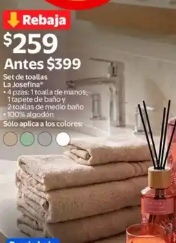 Walmart La josefina set de toallas oferta
