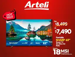 Arteli Pantalla SHARP 65" Smart TV 4k Ultra HD Roku oferta