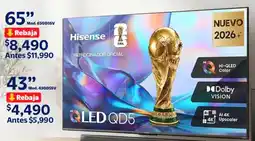 Walmart Hisense QLED QD5 Smart TV 65" oferta