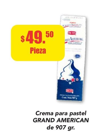 Super Aki Crema para pastel GRAND AMERICAN de 907 gr oferta
