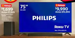 Walmart Philips roku tv 75" oferta