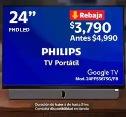 Walmart Philips tv portátil 24" oferta
