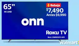 Walmart Onn roku tv 65" oferta