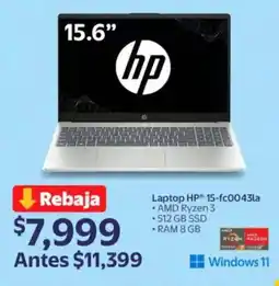Walmart Hp laptop 15-fc0043la AMD Ryzen 3 oferta