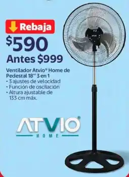 Walmart Atvio home ventilador de pedestal 18" 3 en 1 oferta