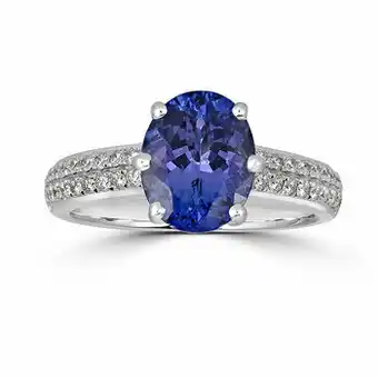 Anillo, Tanzanita con Diamantes, Oro Blanco 14kt