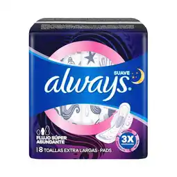 Farmacias Benavides Noches Tranquilas Toallas Femeninas Nocturna Extra Larga con Alas Flujo Súper Abundante oferta