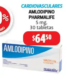Farmacias Guadalajara Cardiovasculares amlodipino pharmalife oferta