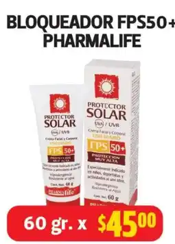 Farmacias Guadalajara Bloqueador fps50+ pharmalife oferta