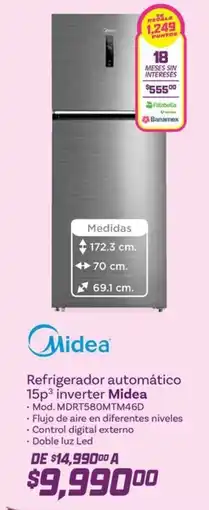 Soriana Híper Midea refrigerador automático 15p3 inverter oferta