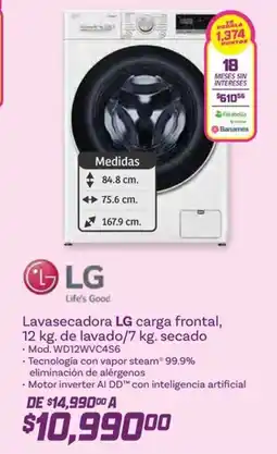 Soriana Híper Lg lavasecadora carga frontal oferta