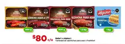 Bodega Aurrerá Bafar o Alpino variedad de salchichas para asar o frankfurt oferta