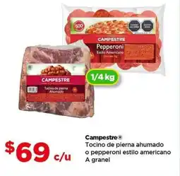 Bodega Aurrerá Campestre tocino de pierna ahumado o pepperoni estilo americano a granel oferta