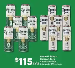 Bodega Aurrerá Corona extra o corona cero cerveza en lata oferta