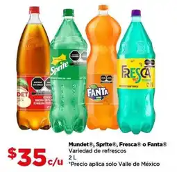 Bodega Aurrerá Mundet, sprite, fresca o fanta variedad de refrescos oferta