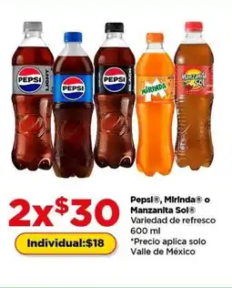 Bodega Aurrerá Pepsi, mirinda o manzanita sol variedad de refresco oferta