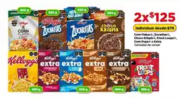 Bodega Aurrerá Corn flakes, zucaritas, choco krispls, froot loops, corn pops o extra variedad de cereal oferta