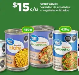 Bodega Aurrerá Great value variedad de ensaladas o vegetales enlatados oferta