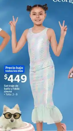 Walmart Set traje de baño y falda sirena oferta