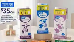 Walmart Great value leche entera, deslactosada o deslactosada light oferta