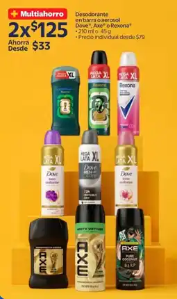 Walmart Dove, axe o rexona desodorante en barra o aerosol oferta