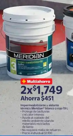 Walmart Meridian impermeabilizante y aislante térmico blanco o rojo oferta