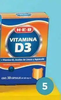 HEB Heb vitamina d3+ vitamina k2 d3 + vitamina k2 30 cap oferta