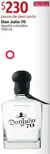 Costco Don Julio 70 tequila cristalino oferta