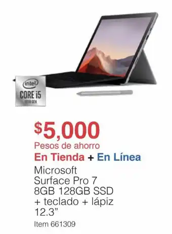 Costco Microsoft Surface Pro 7 8GB 128GB SSD + Teclado + Lápiz 12.3" oferta
