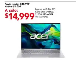 City Club Laptop swift lite 16" Acer oferta