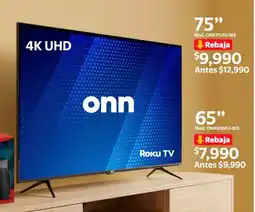 Walmart Onn roku tv 75" oferta