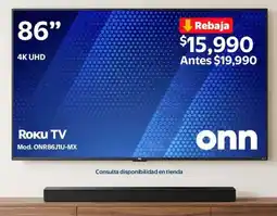Walmart Onn roku tv 86" oferta