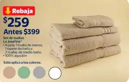 Walmart La josefina set de toallas oferta