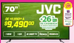 Soriana Híper Jvc smart tv 70" roku frameless oferta