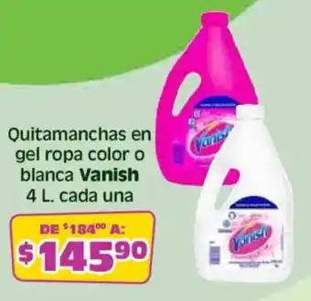 Vanish quitamanchas en gel ropa color o blanca