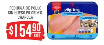 Soriana Híper Pilgrim's pechuga de pollo sin hueso charola oferta