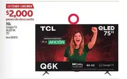 Costco Tcl google tv qled 4k 75" oferta