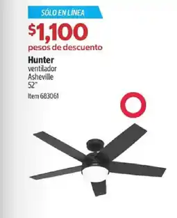 Costco Hunter ventilador asheville 52" oferta