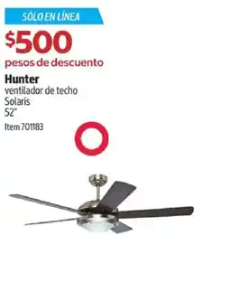 Costco Hunter ventilador de techo solaris 52" oferta