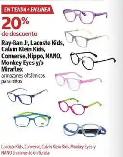 Costco Miraflex ray-ban jr, lacoste kids, calvin klein kids, converse, hippo, nano, monkey eyes y/o oferta