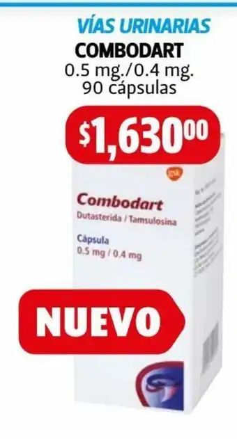 Farmacias Guadalajara Vias Urinarias Combodart 0.5 mg / 0.4 mg 90 Capsulas oferta