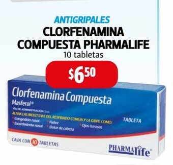 Farmacias Guadalajara Clorfenamina Compuesta Pharmalife 10 Tabletas oferta