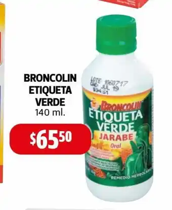 Farmacias Guadalajara Broncolin Etiqueta Verde 140 ml oferta