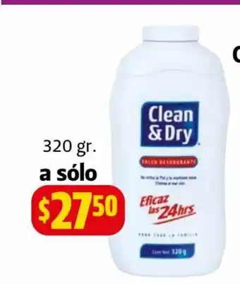 Farmacias Guadalajara Talcos Clean & Dry 320 gr a solo oferta