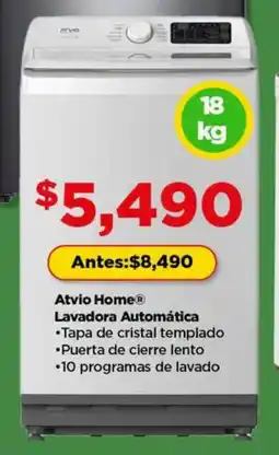 Bodega Aurrerá Atvio home lavadora automática •tapa de cristal templado •puerta de cierre lento oferta