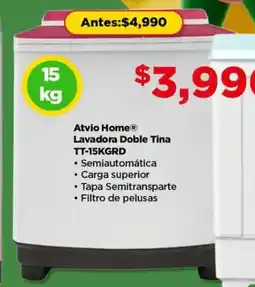 Bodega Aurrerá Atvio home lavadora doble tina TT-15KGRD oferta