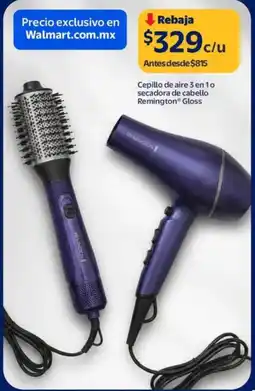 Walmart Remington gloss cepillo de aire 3 en 1 o secadora de cabello oferta